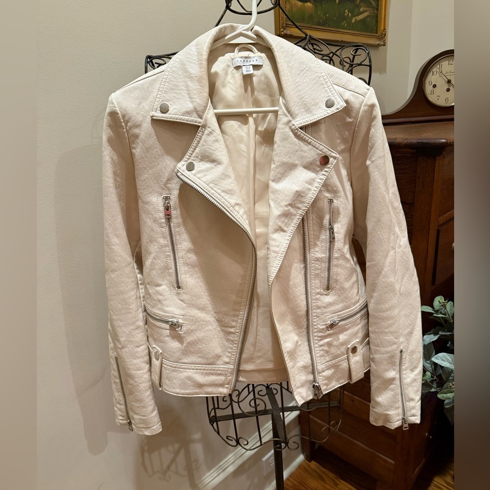 Topshop Off-White Moto Jacket